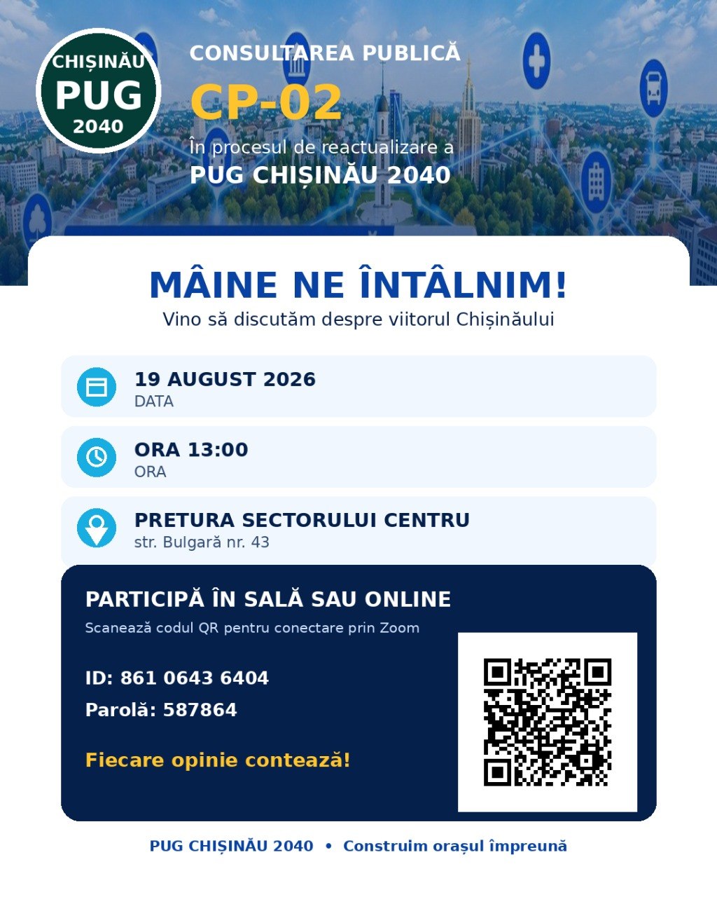 Public Consultation CP-02 on the General Urban Plan of the Municipality of Chișinău 2040 Takes Place Tomorrow